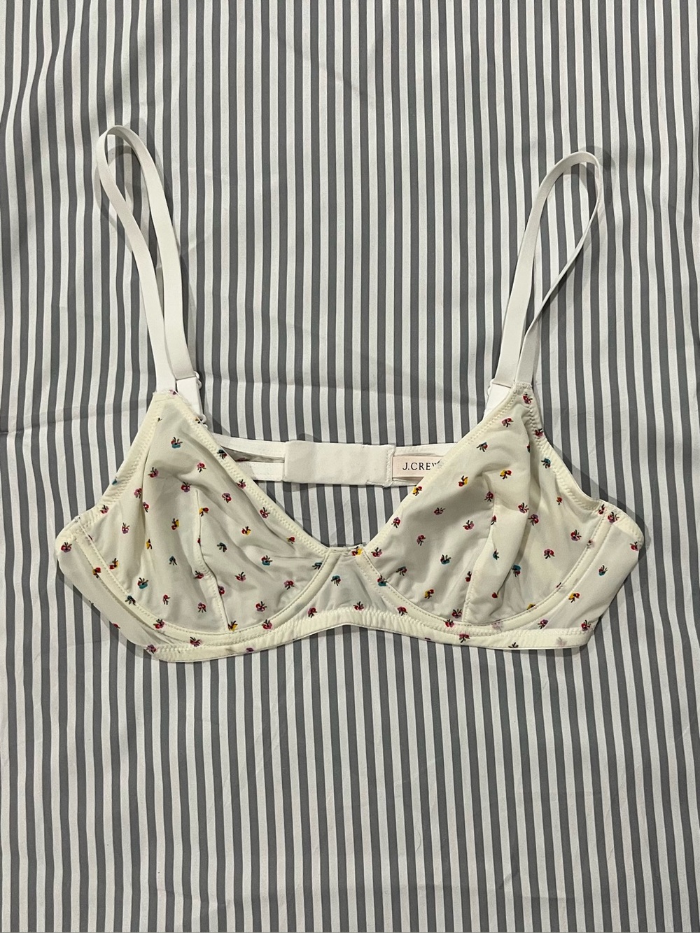 J. Crew Cream Floral Unlined Underwire Bralette